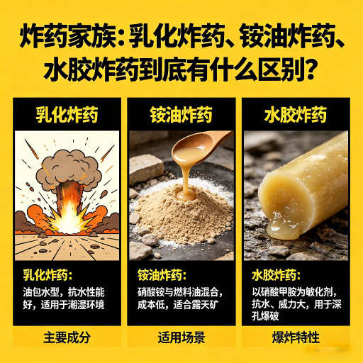 建水炸药家族：乳化炸药、铵油炸药、水胶炸药到底有什么区别？